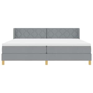 Postel s boxspringem s čelo Světle šedá 200 x 200 cm textil - obrázek 7
