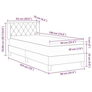 Postel s boxspringem s čelo Tmavě šedá 190 x 90 cm samet - obrázek 13