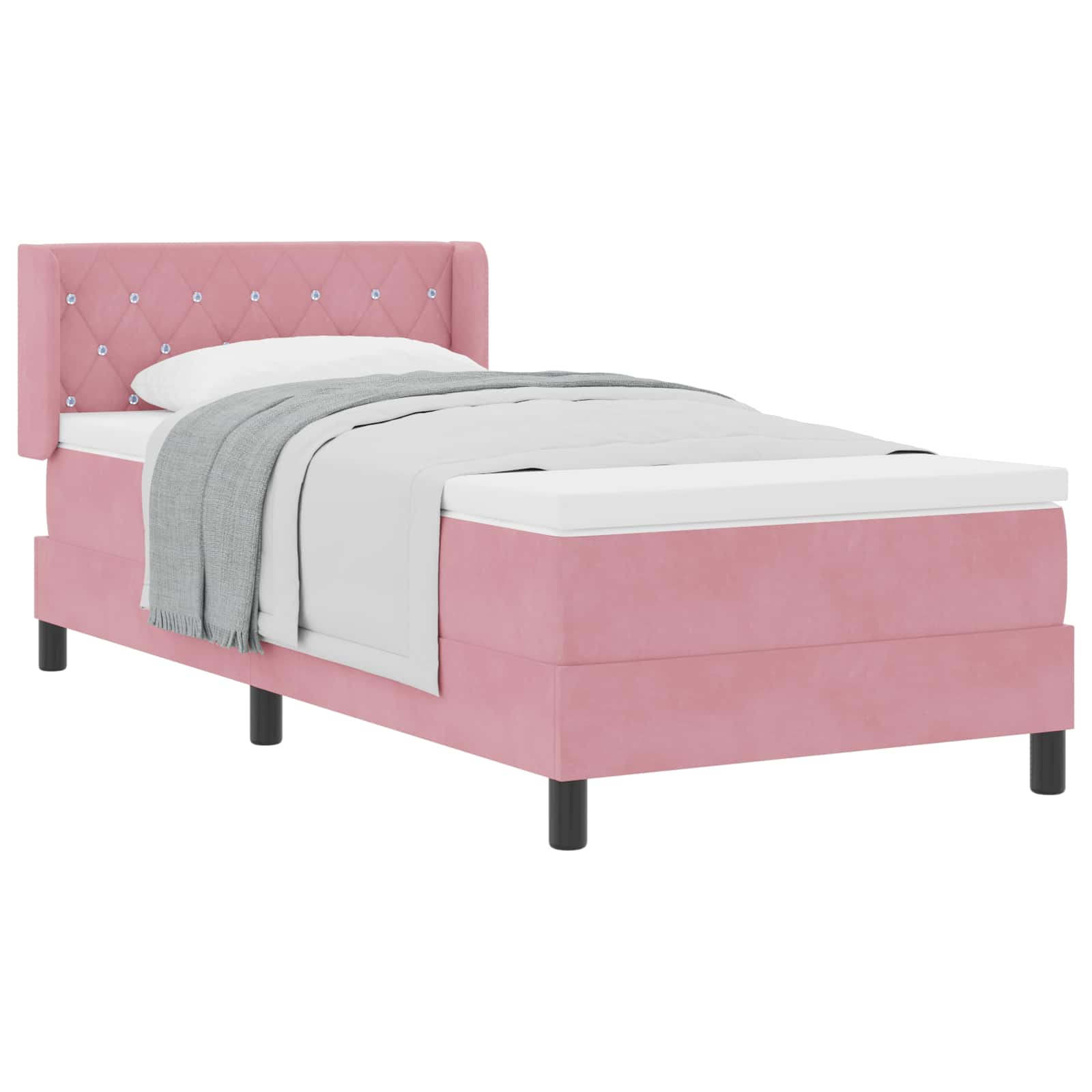 Thumbnail - vidaXL Boxspringbett mit Matratze Rosa 190 x 90 cm Polyester