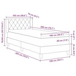 Postel s boxspringem s čelo Tmavě modrá 200 x 100 cm samet - obrázek 12