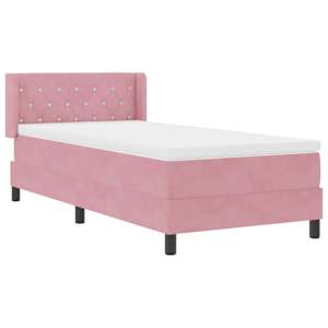 Postel s boxspringem s matrací s čelo Růžová 200 x 100 cm samet - obrázek 6