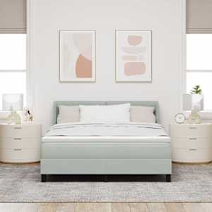 Postel s boxspringem s čelo Světle šedá 190 x 140 cm samet - obrázek 3