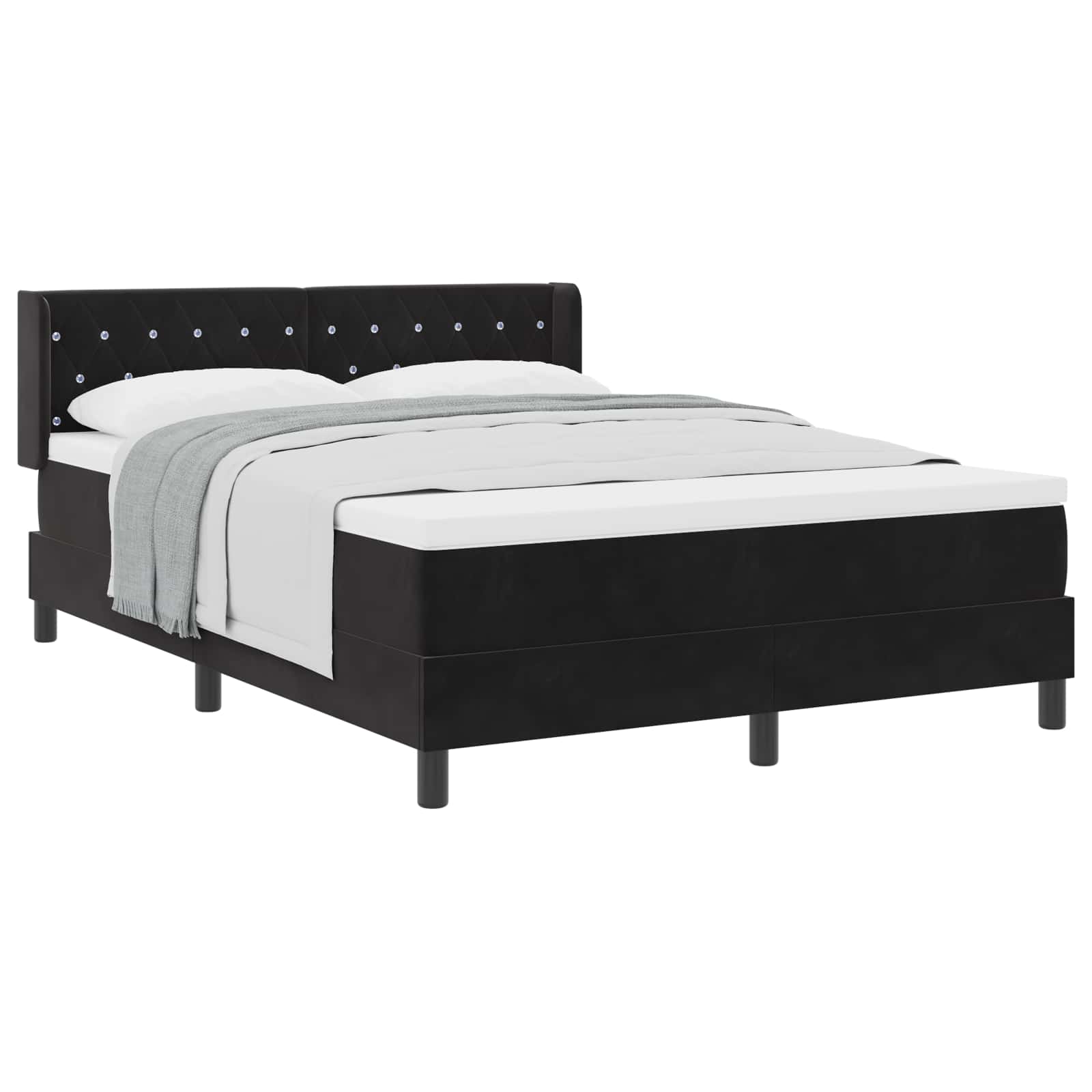 vidaXL Boxspringbed met hoofdeinde Zwart 190 x 140 cm Fluweel, foto 3