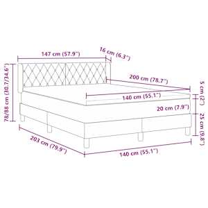 Postel s boxspringem s čelo Černý 200 x 140 cm samet - obrázek 12