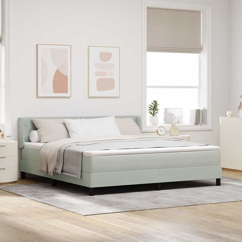 Boxspringbett mit Matratze Hellgrau 180x200 cm Samt