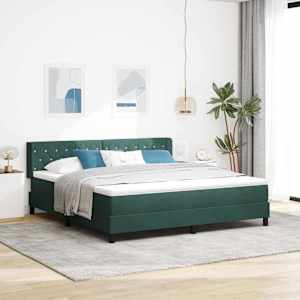 Postel s boxspringem s čelo Tmavě zelená 200 x 180 cm Polyester - obrázek 1