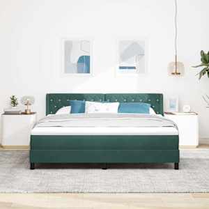 Postel s boxspringem s čelo Tmavě zelená 200 x 180 cm Polyester - obrázek 3