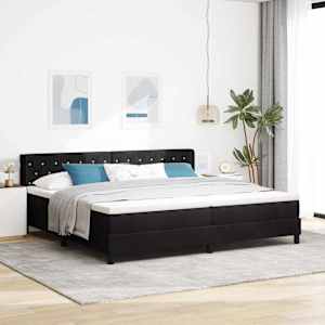 Postel s boxspringem s čelo Černý 200 x 200 cm samet - obrázek 1