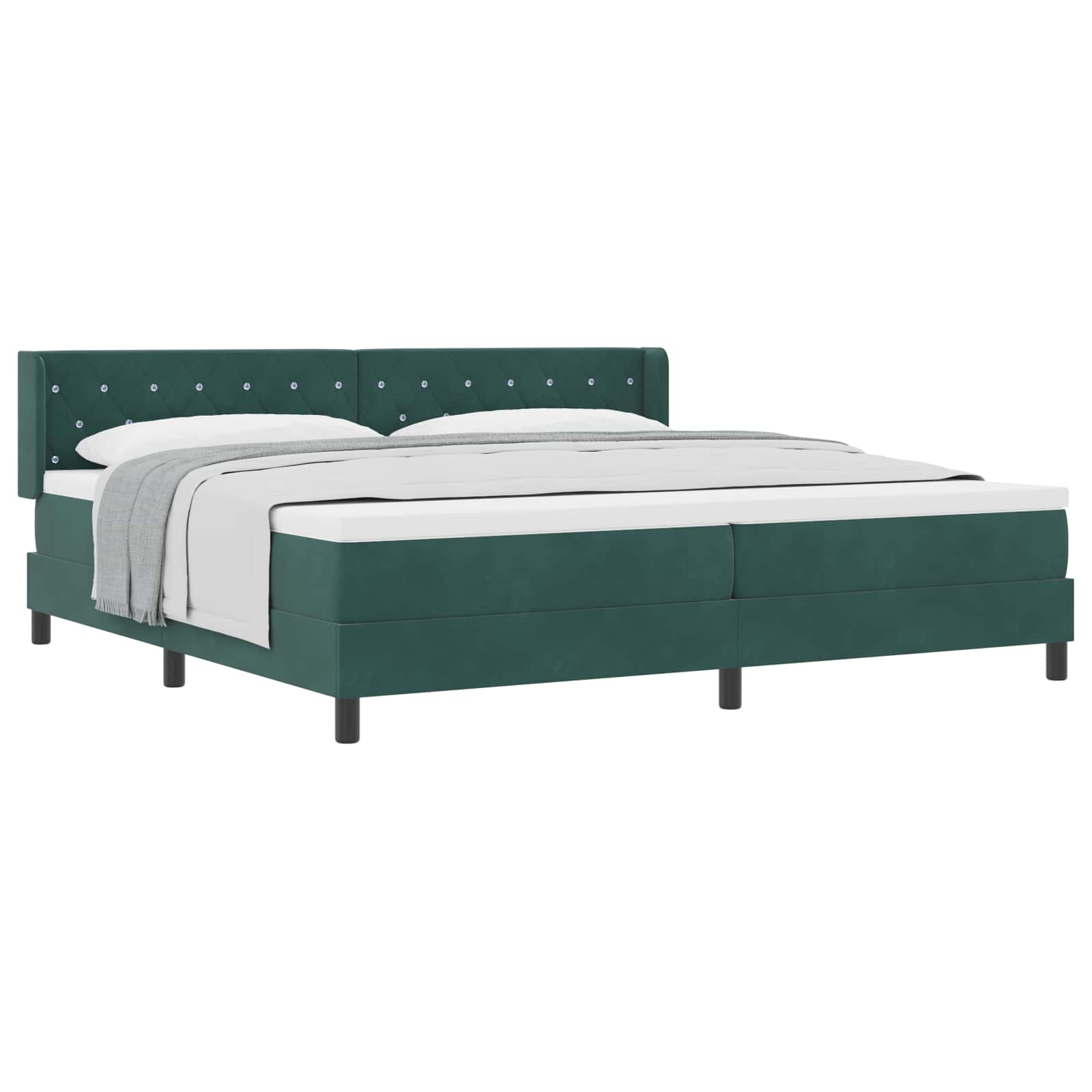 Thumbnail - vidaXL Boxspringbett mit Matratze Dunkelgrün 200 x 200 cm Polyester