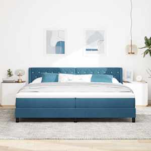 Postel s boxspringem s čelo Tmavě modrá 200 x 200 cm samet - obrázek 3