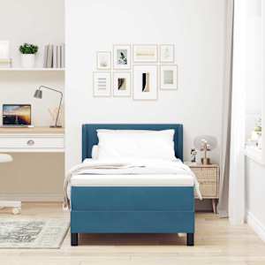 Postel s boxspringem s čelo Tmavě modrá 200 x 80 cm Polyester - obrázek 3