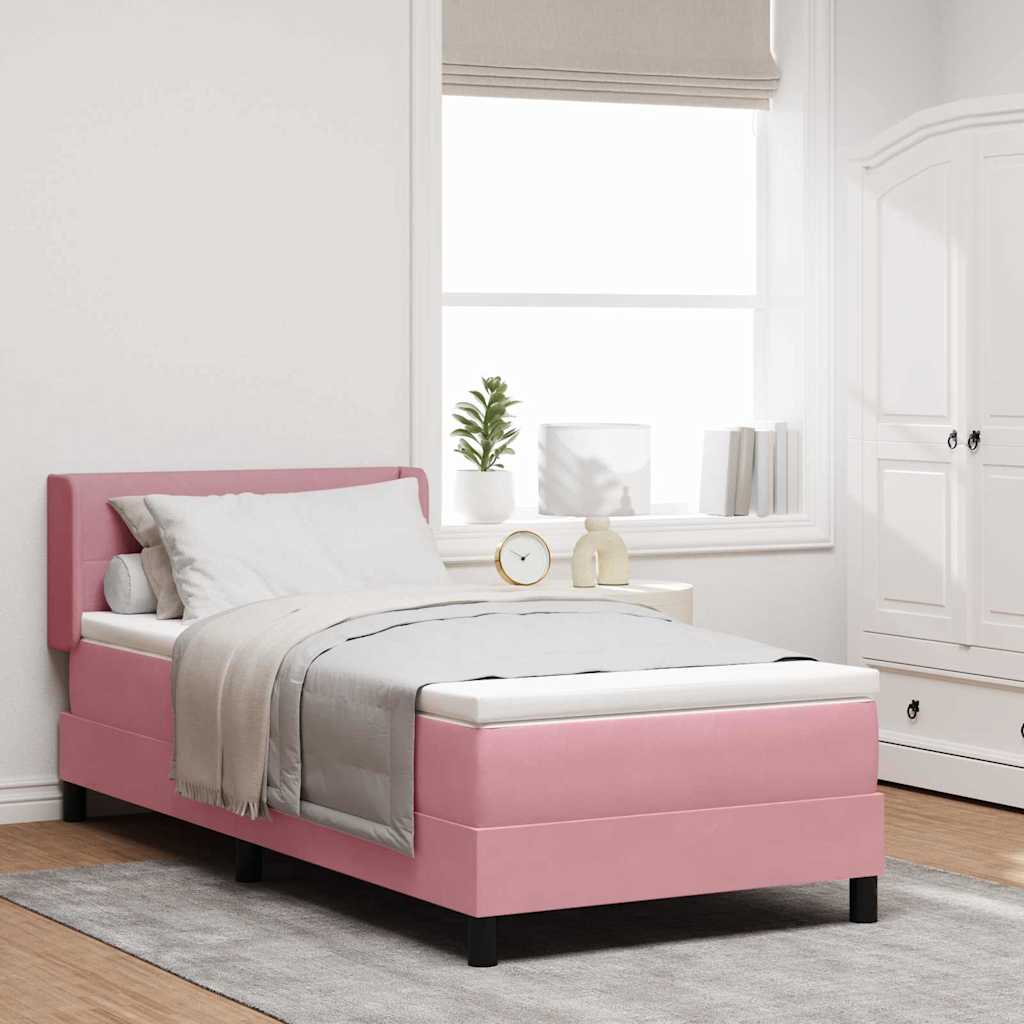 Boxspringbett mit Matratze Rosa 80x200 cm Samt