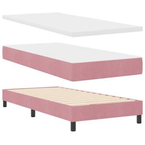 Postel s boxspringem s matrací Růžová 200 x 80 cm Polyester - obrázek 4