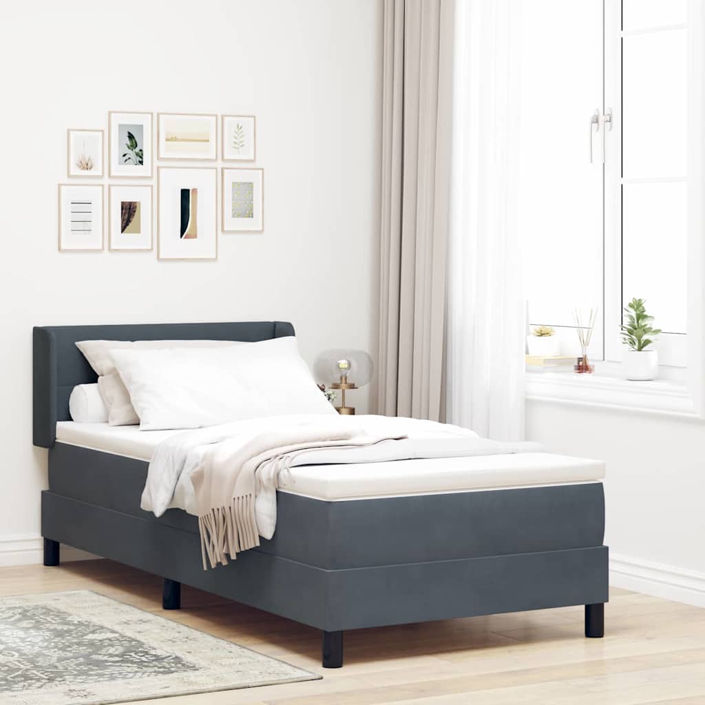 Boxspringbett mit Matratze Dunkelgrau 90x190 cm Samt