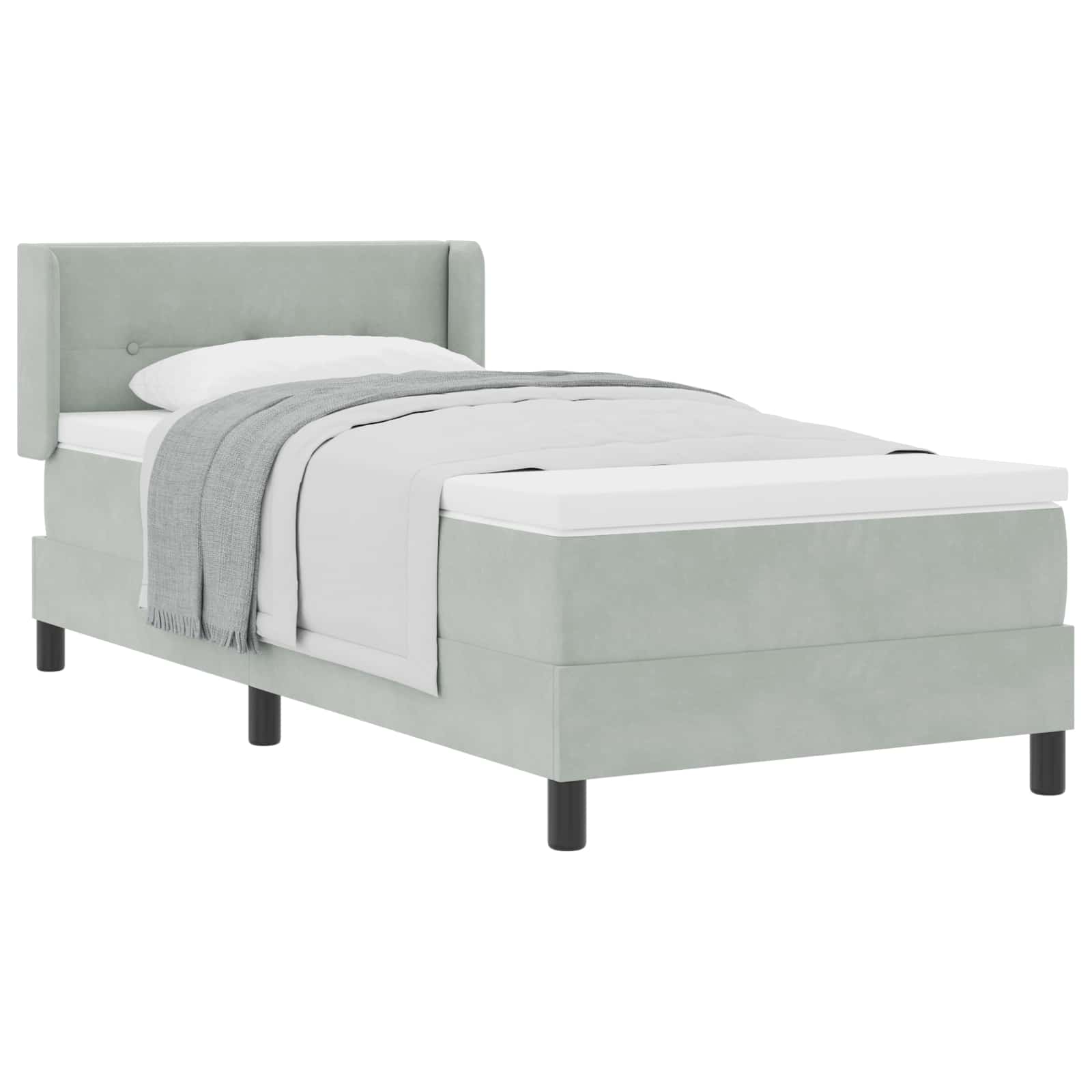 Thumbnail - vidaXL Boxspringbett mit Matratze Hellgrau 200 x 90 cm Polyester
