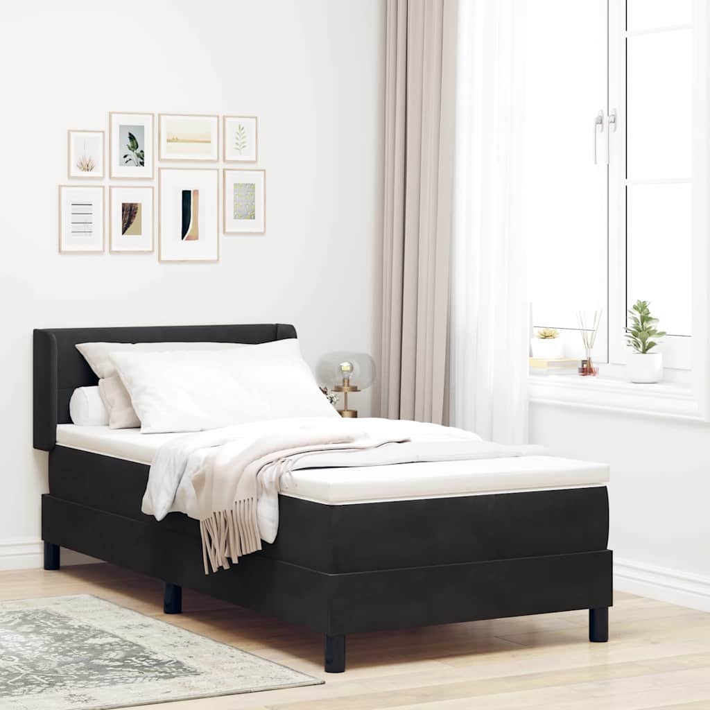 Box Spring Bed koos madratsiga Must 90x200 cm Velvet