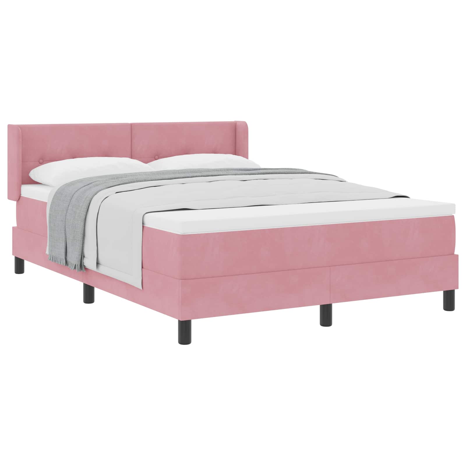 Thumbnail - vidaXL Boxspringbett mit Matratze Rosa 190 x 140 cm Polyester