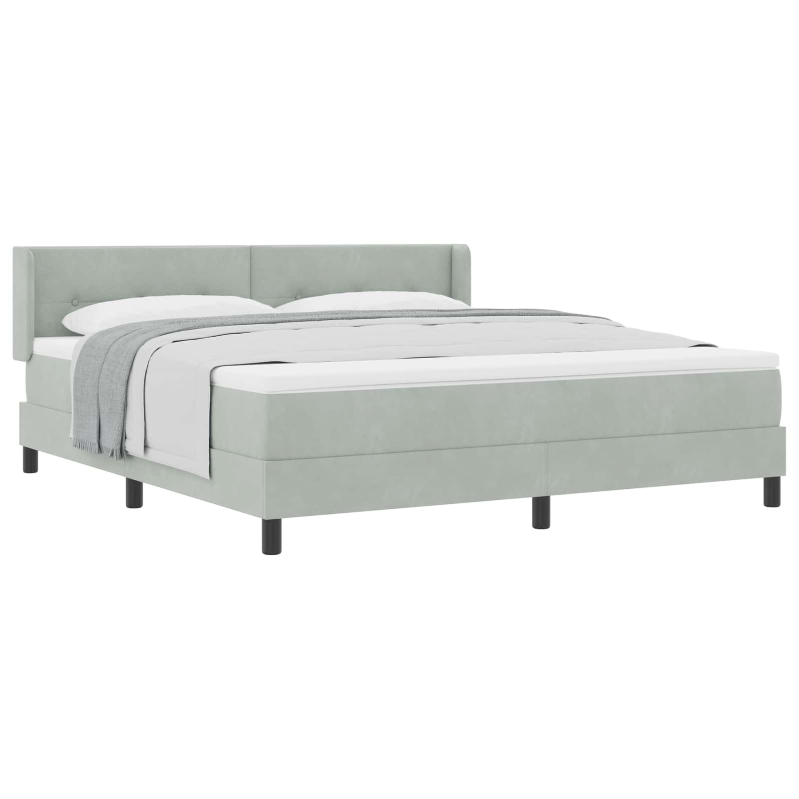 vidaXL Boxspringbed met hoofdeinde Lichtgrijs 200 x 180 cm Fluweel, foto 3