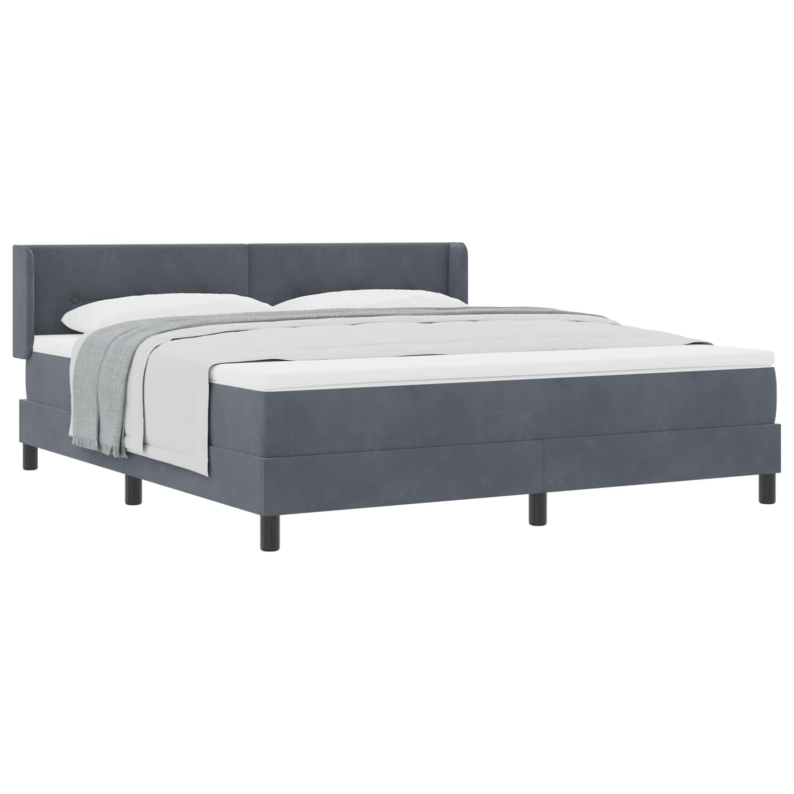 vidaXL Boxspringbed met hoofdeinde Donkergrijs 200 x 180 cm Fluweel grijs, foto 3