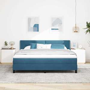 Postel s boxspringem s čelo Tmavě modrá 200 x 180 cm samet - obrázek 3