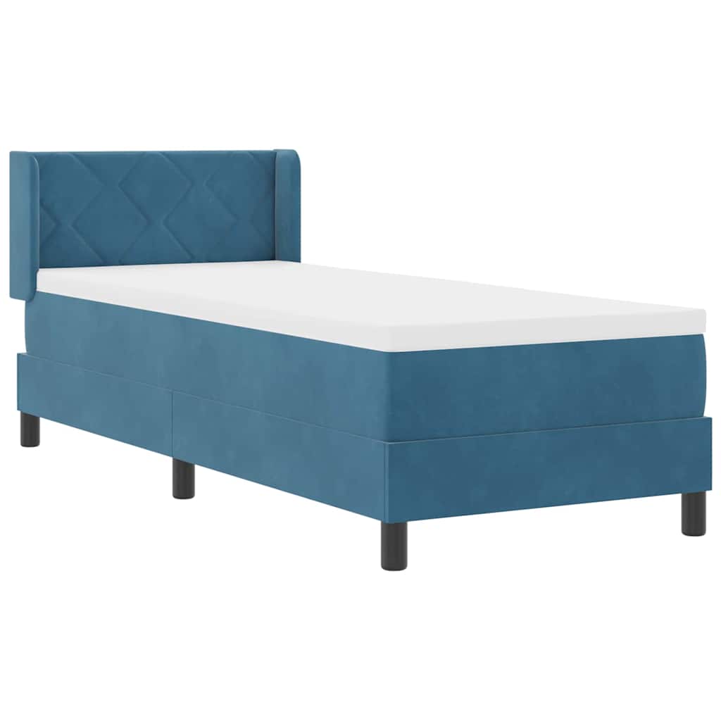 Postel s boxspringem s matrací Tmavě modrá 200 x 80 cm samet - obrázek 6