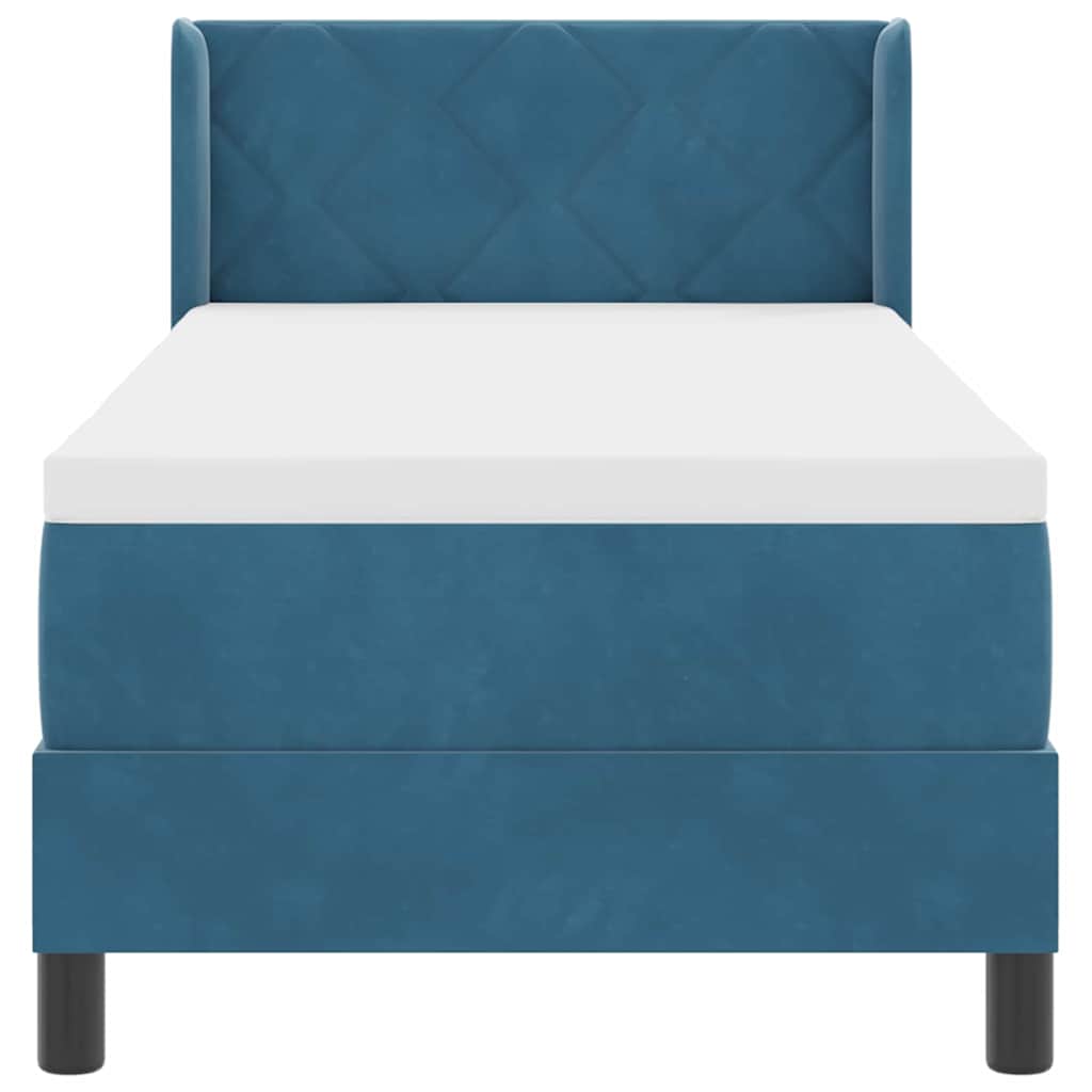 Postel s boxspringem s matrací Tmavě modrá 200 x 80 cm samet - obrázek 7