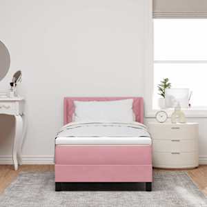 Postel s boxspringem s matrací Růžová 190 x 90 cm Polyester - obrázek 3