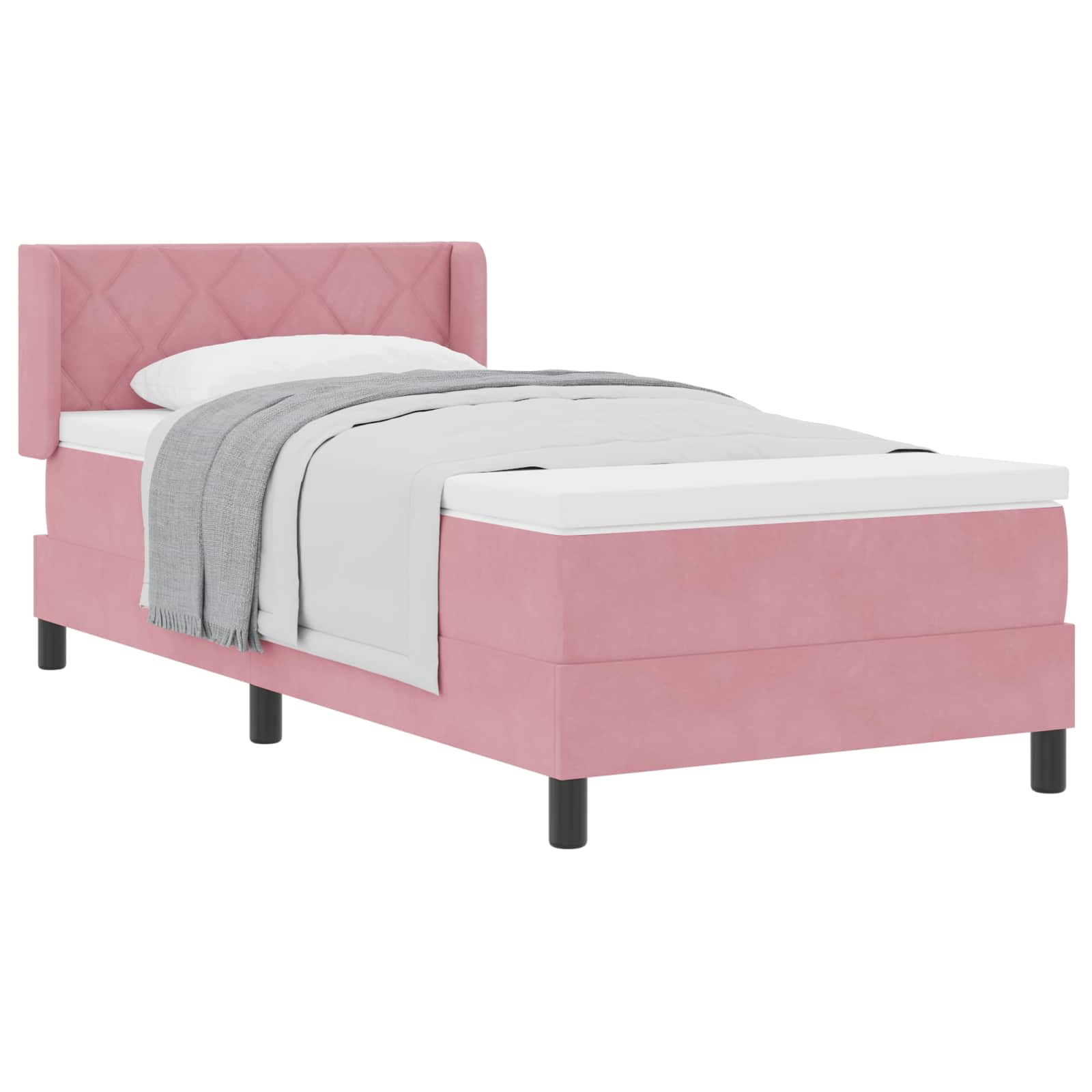 Thumbnail - vidaXL Boxspringbett mit Matratze Rosa 200 x 100 cm Polyester