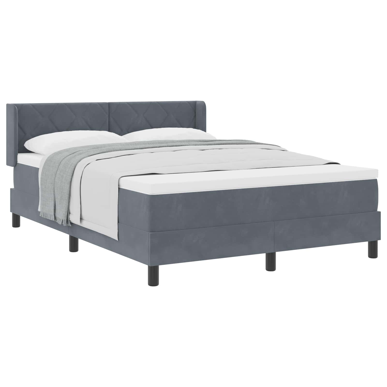 Thumbnail - vidaXL Boxspringbett mit Matratze Dunkelgrau 200 x 140 cm Samt