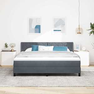 Postel s boxspringem s čelo Tmavě šedá 200 x 180 cm samet - obrázek 1