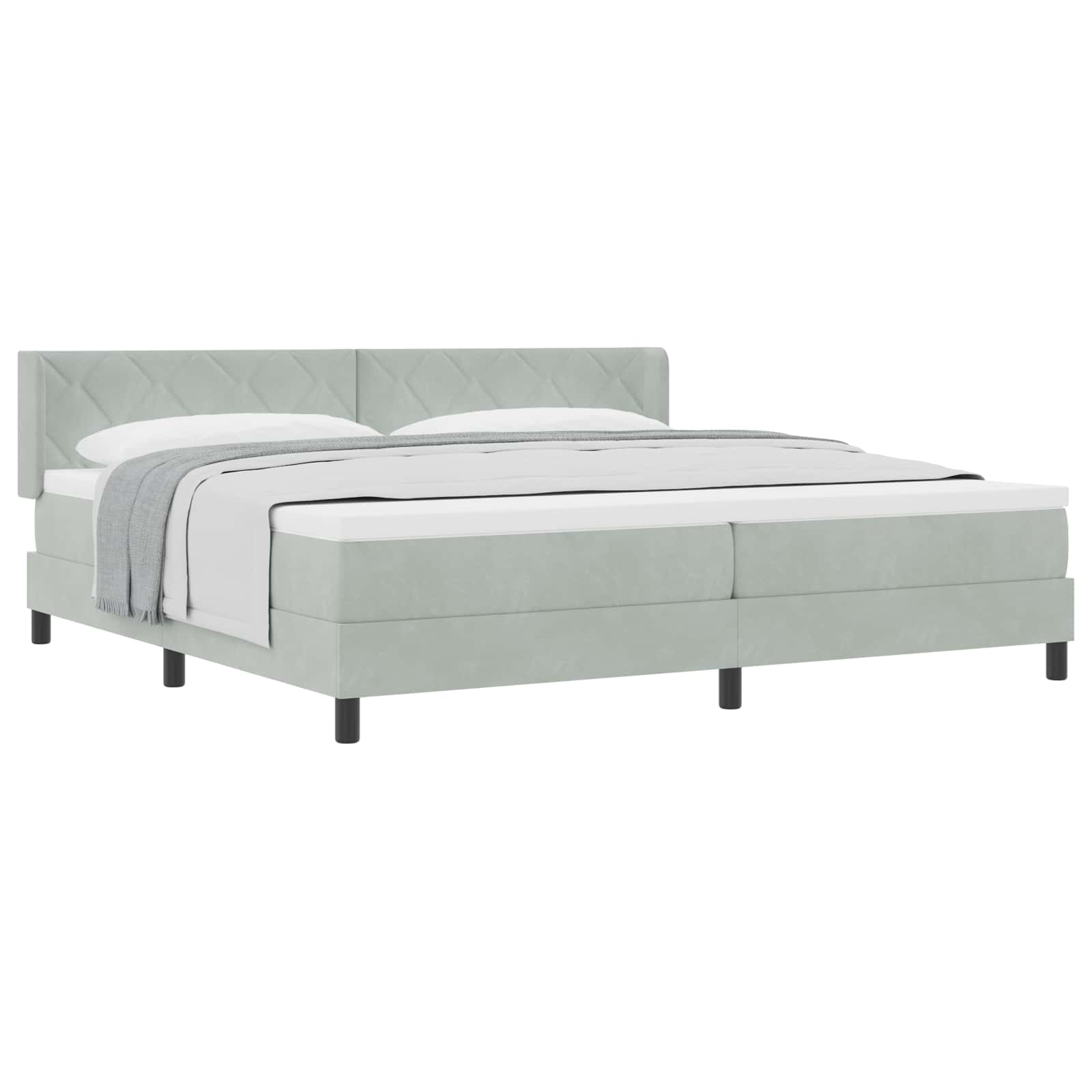 vidaXL Boxspringbed met hoofdeinde Lichtgrijs 200 x 200 cm Fluweel, foto 3