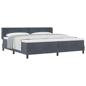 Postel s boxspringem s čelo Tmavě šedá 200 x 200 cm samet - obrázek 2