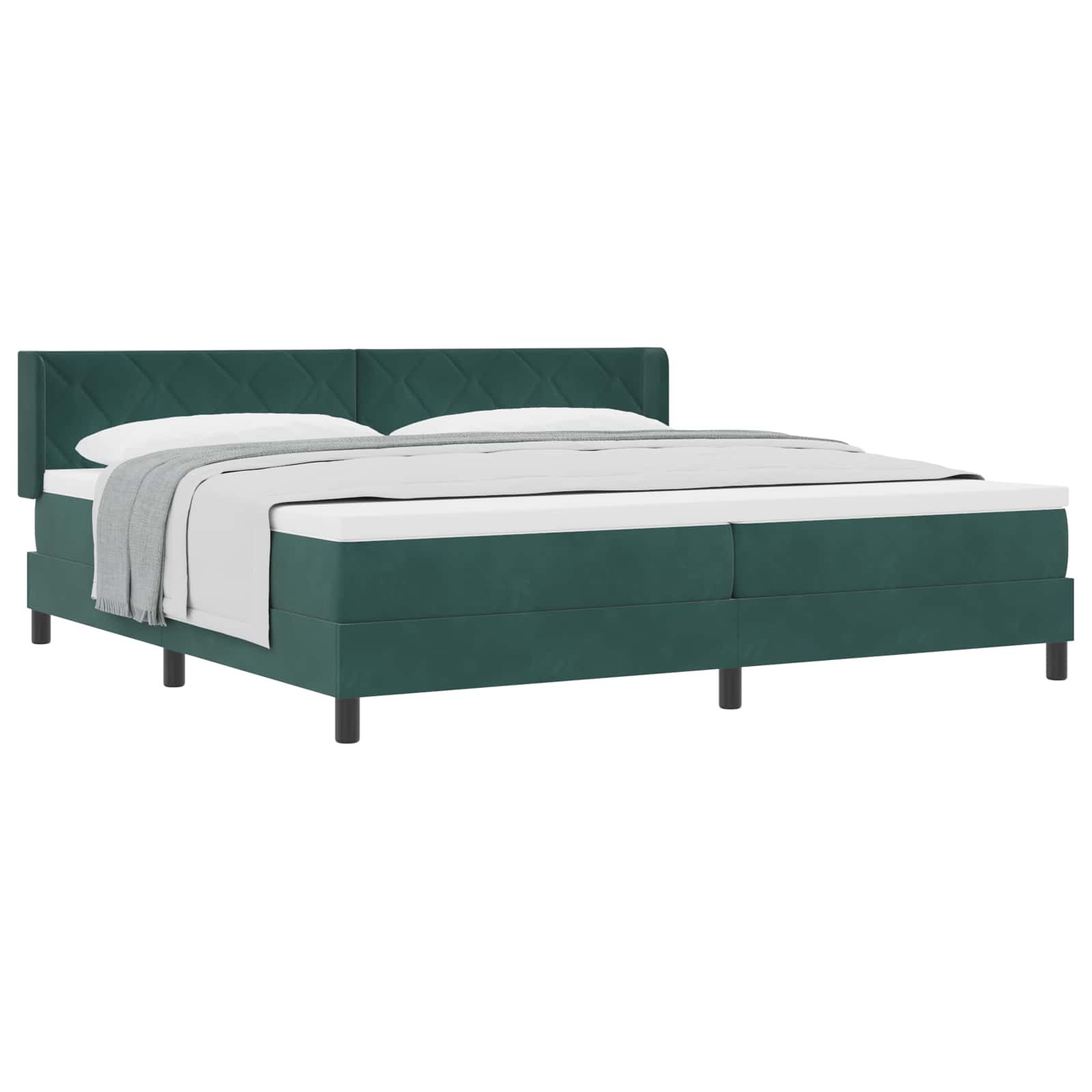 Thumbnail - vidaXL Boxspringbett mit Matratze Dunkelgrün 200 x 200 cm Polyester