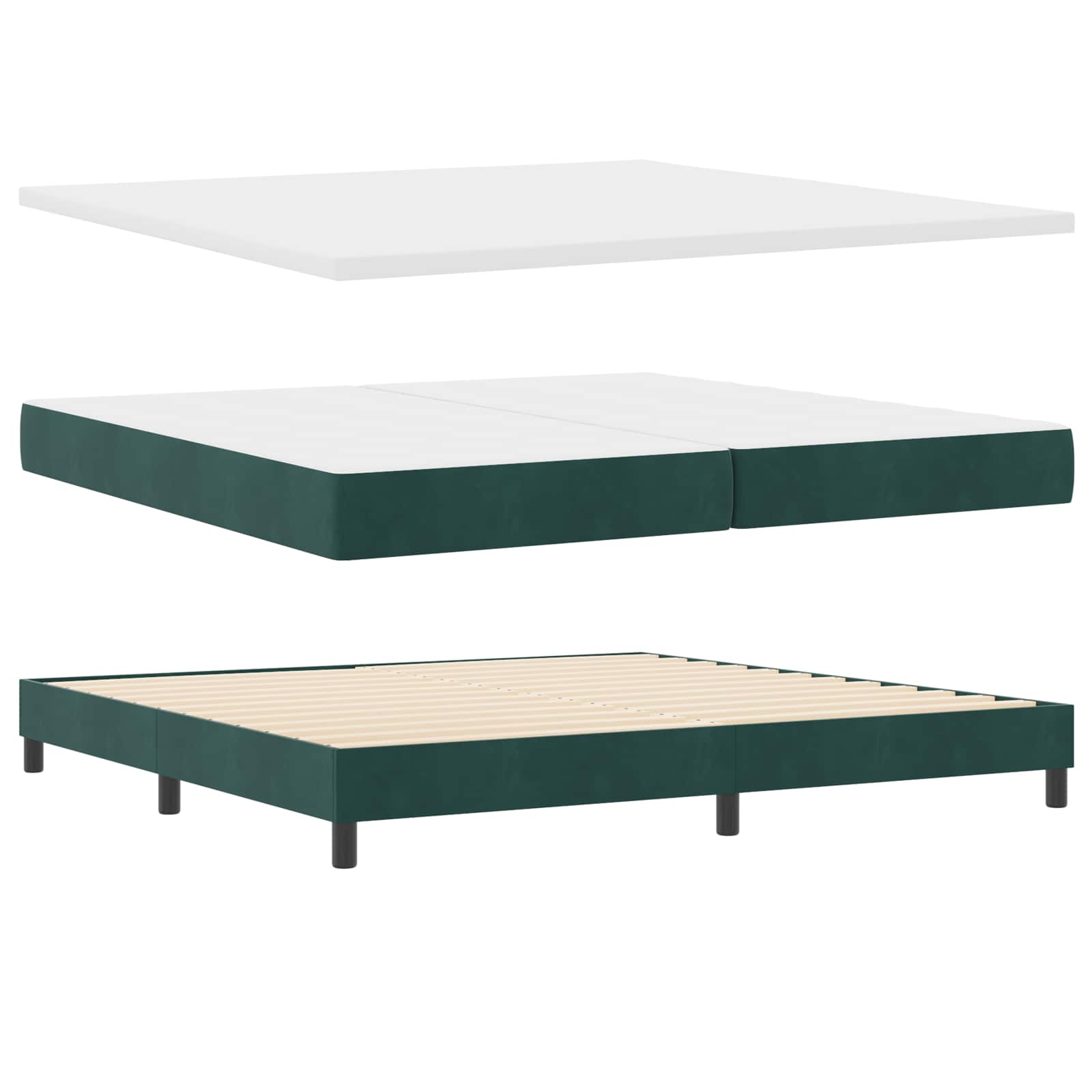 Thumbnail - vidaXL Boxspringbett mit Matratze Dunkelgrün 200 x 200 cm Polyester