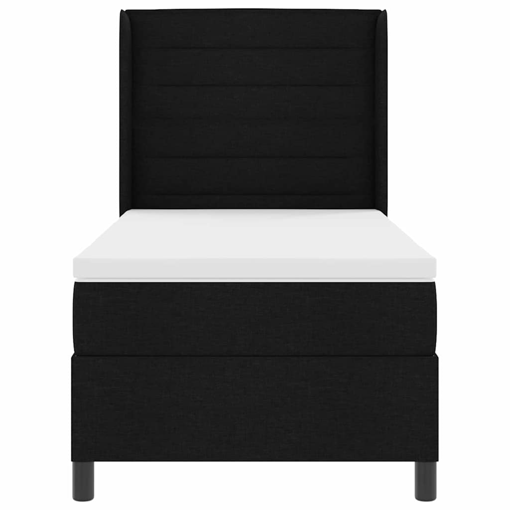 Postelja z vzmetnico z vzmetnico Črna 190 x 90 cm blago - slika 7