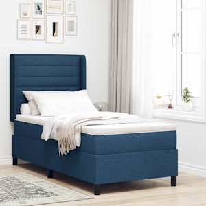 Postel s boxspringem s matrací s čelo Modrá 190 x 90 cm textil - obrázek 1