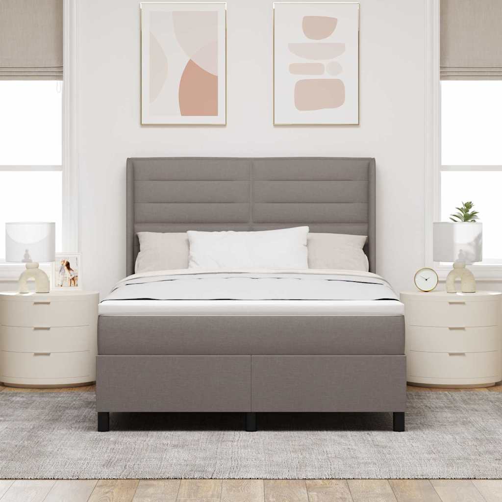 Thumbnail - vidaXL Boxspringbett mit Matratze Taupe 140 x 190 cm Stoff