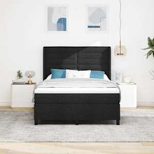 Postel s boxspringem s matrací s čelo Černý 200 x 140 cm textil - obrázek 3