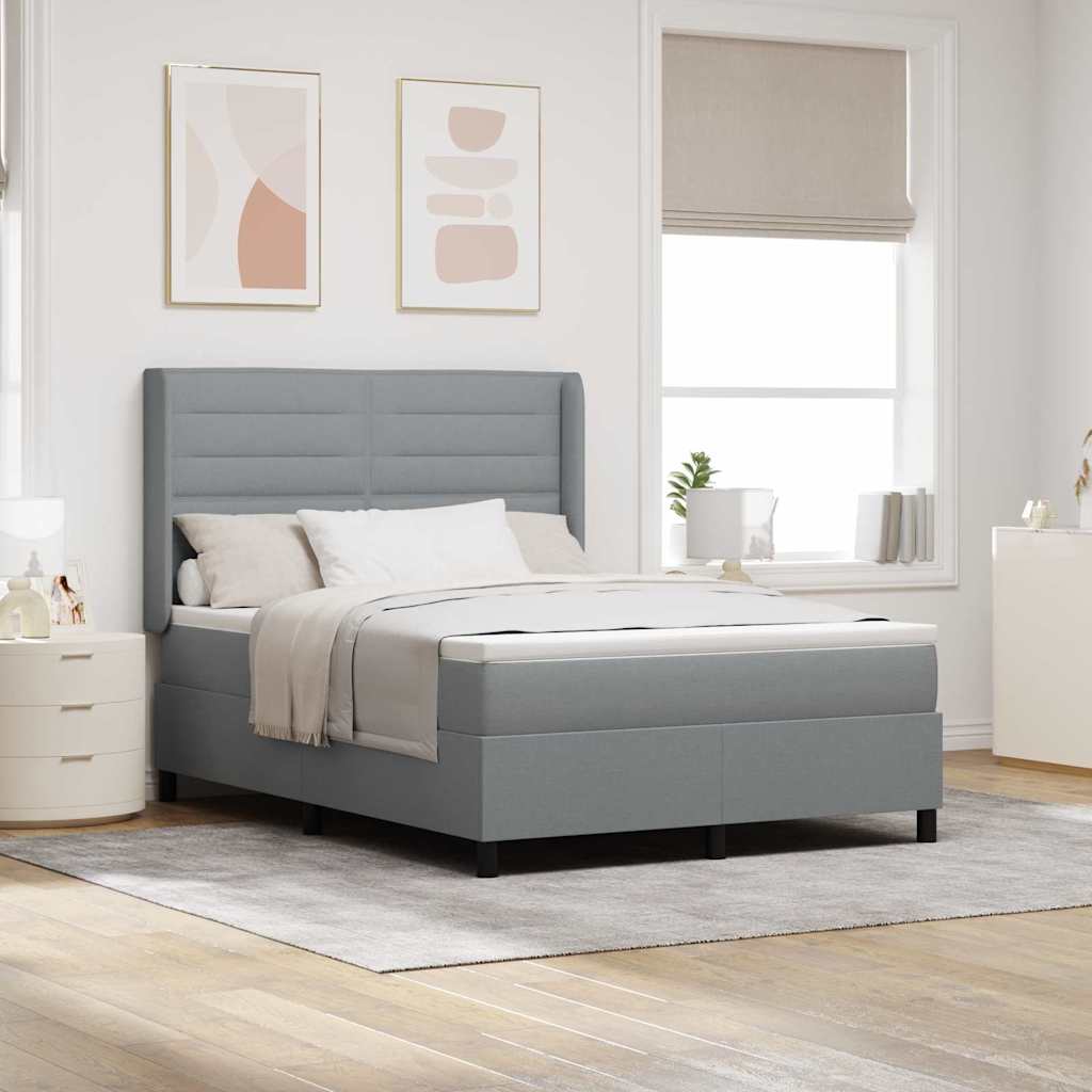 Box Spring Voodi koos Matressiga Helehall 160x200 cm Kangas