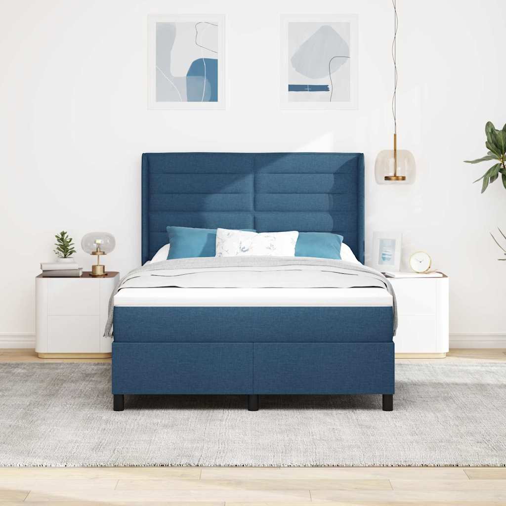 Thumbnail - vidaXL Boxspringbett mit Matratze mit Kopfteil Blau 200 x 160 cm Stoff