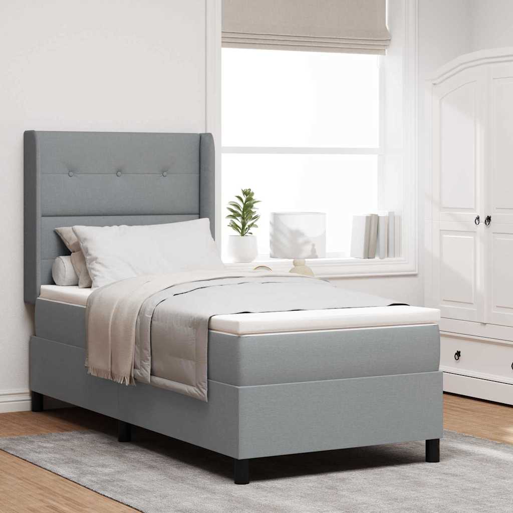 Box Spring Voodi Madratsiga Helehall 90x200 cm Kudu