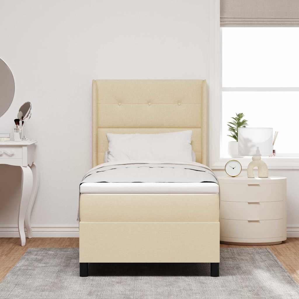 Thumbnail - vidaXL Boxspringbett mit Matratze mit Kopfteil Creme 200 x 90 cm Stoff