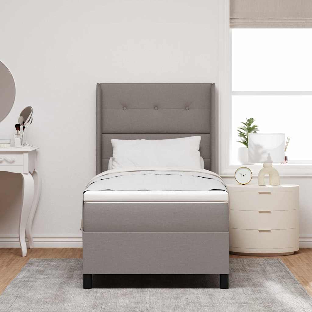 Postel s boxspringem s matrací s čelo Taupe 200 x 100 cm textil - obrázek 3