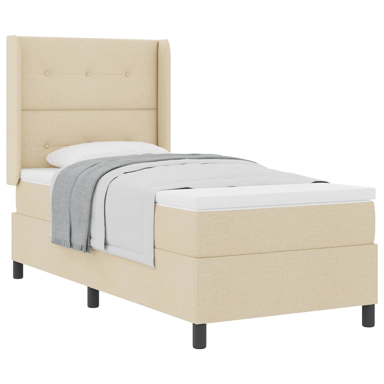 Postel s boxspringem s matrací Krémová 200 x 100 cm textil - obrázek 2