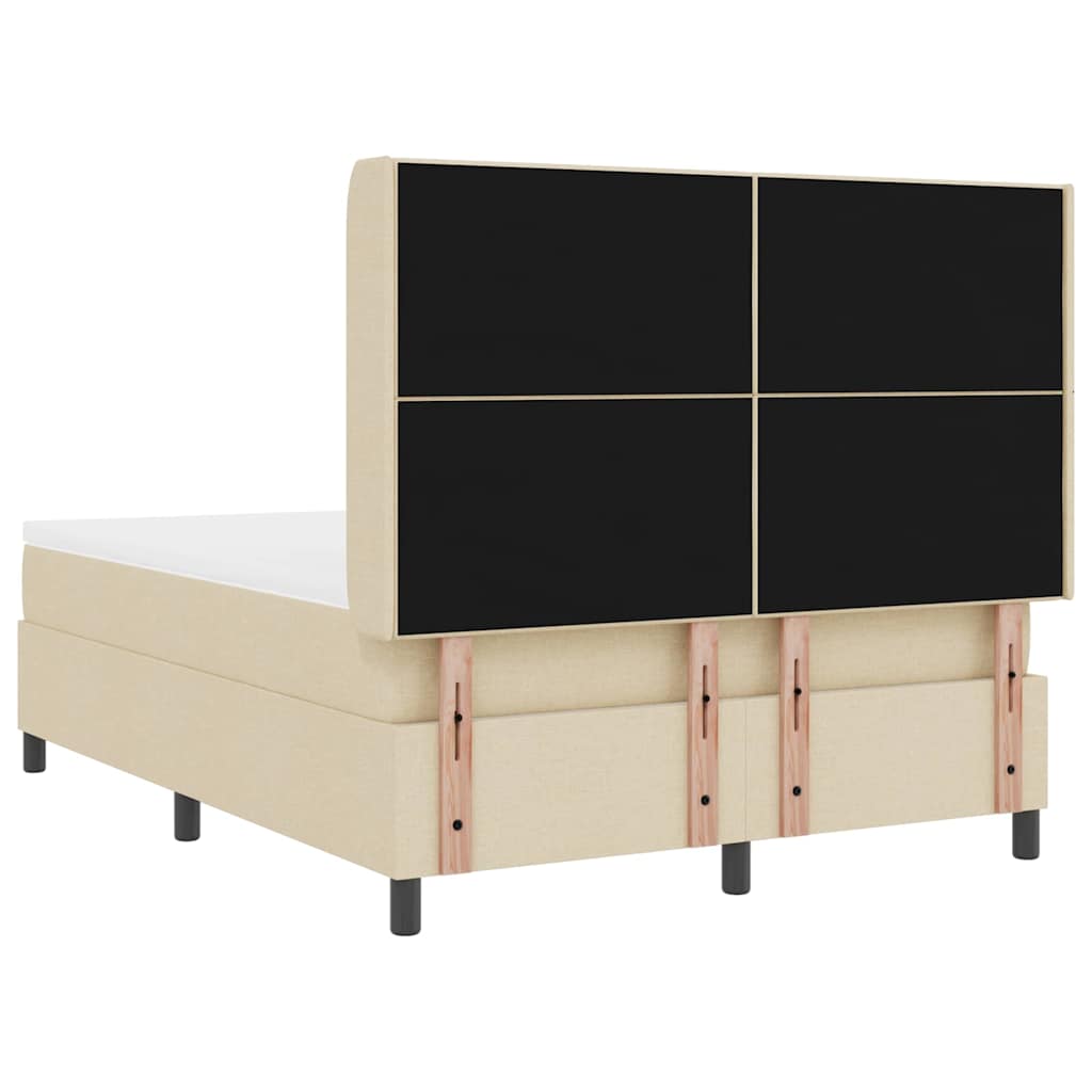 Postelja z vzmetnico z vzmetnico krema 190 x 140 cm blago - slika 9