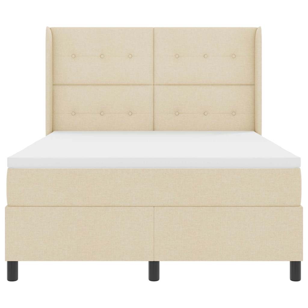 Postelja z vzmetnico z vzmetnico krema 190 x 140 cm blago - slika 7