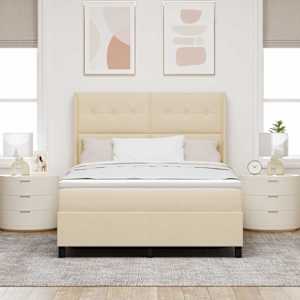 Postel s boxspringem s polštářem Krémová 200 x 140 cm textil - obrázek 3