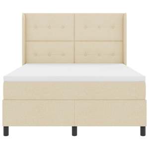 Postel s boxspringem s polštářem Krémová 200 x 140 cm textil - obrázek 7