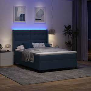 Postel s boxspringem s matrací s čelo Modrá 200 x 160 cm textil - obrázek 4