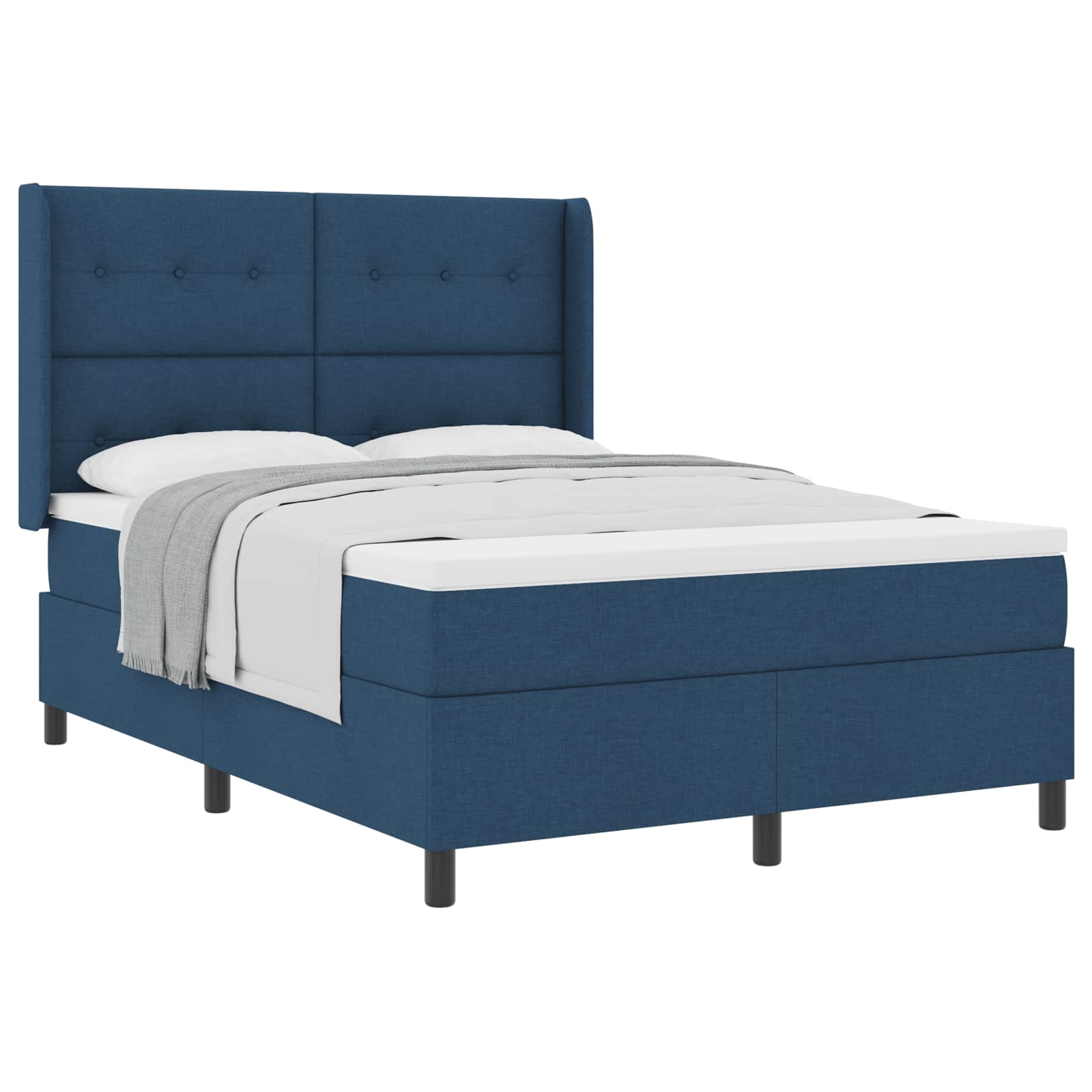 Postel s boxspringem s matrací s čelo Modrá 200 x 160 cm textil - obrázek 2
